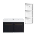 Modern Wall Mounted Bathroom Vanity With Thick Edge Resin Sink And Storage Rack
