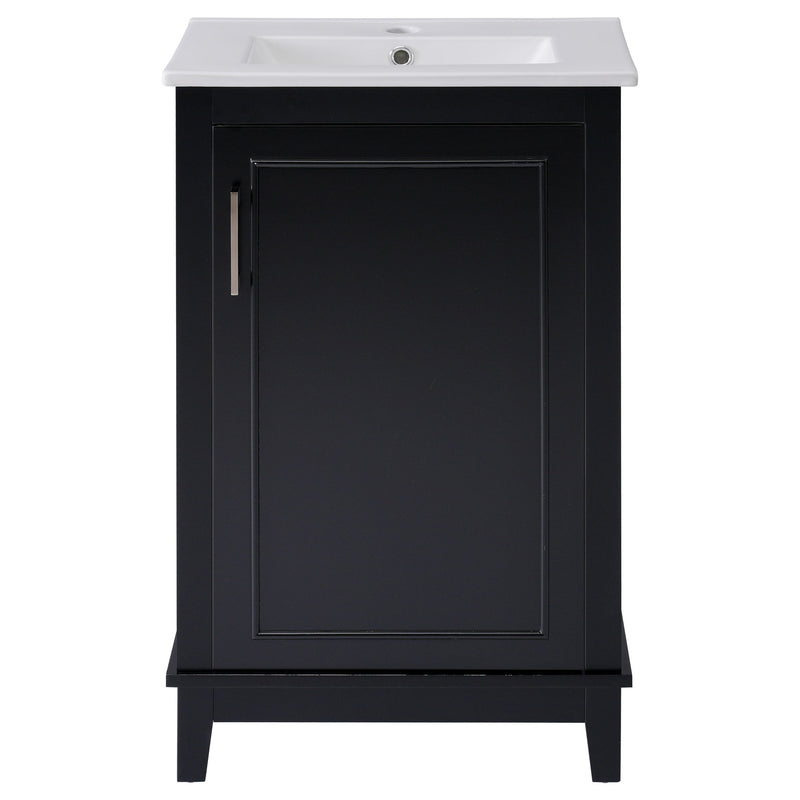 Modern Small Bathroom Vanity Cabinet With Ceramic Basin, Ample Storage, 1 Soft Close Door