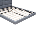 Full Size Upholstered Platform Bed With LED Lights, USB Ports And Outlets - Gray