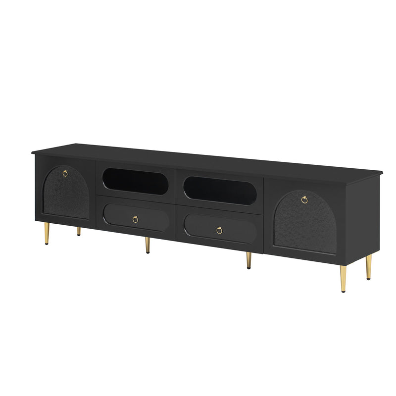 Retro TV Stand With 6 Metal Legs, 2 Cabinets, 4 Drawers And Anti-Tip Device