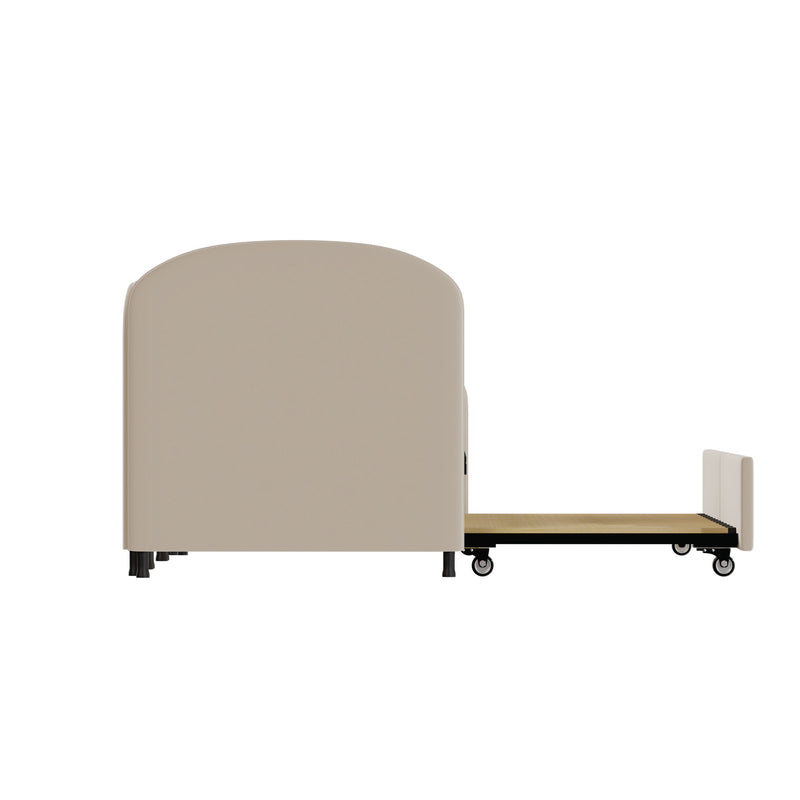 Modern Velvet Upholstered Daybed With Additional Bed Frame