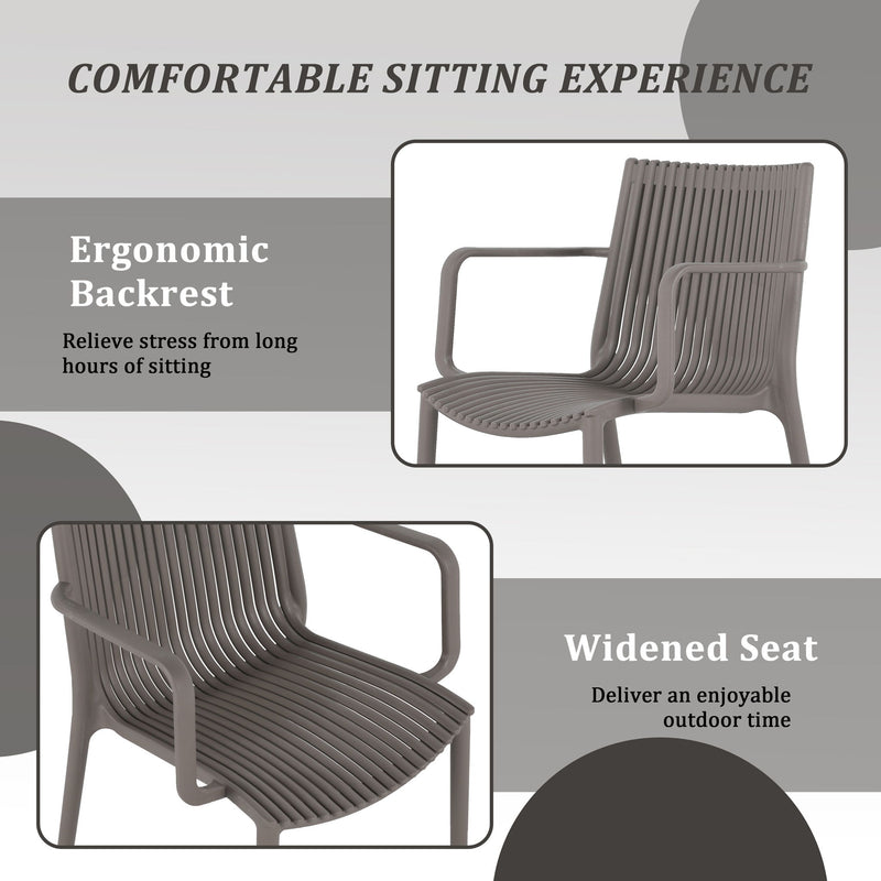 4 Modern Stackable Plastic Armchair Matched With Folding Square Table