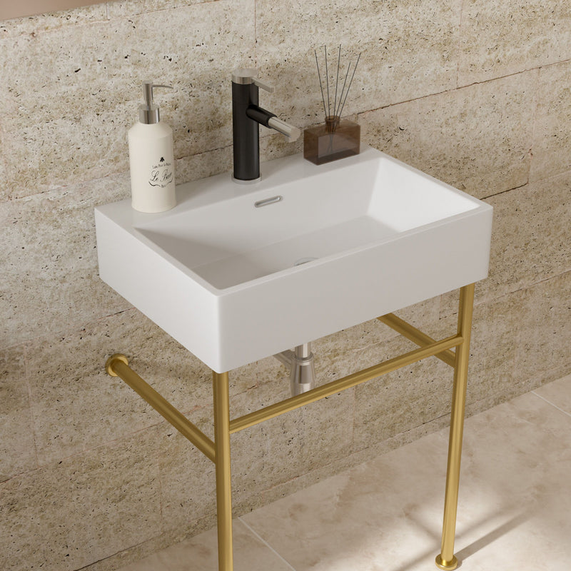 Ceramic Console Bathroom Sink With Overflow