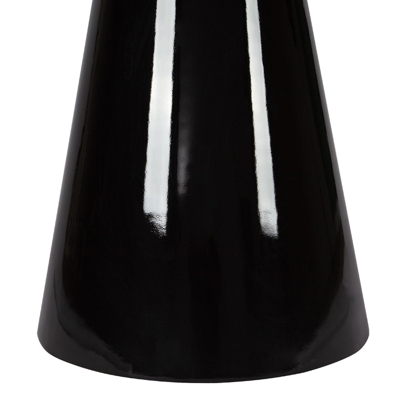 Modern High Gloss Minimalist Round Dining Table - Black