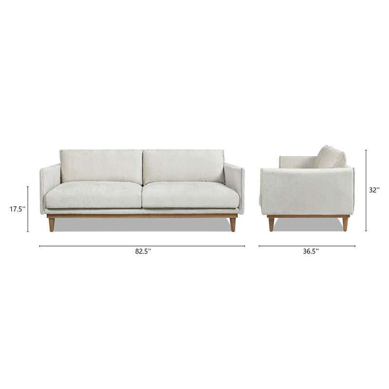 Haven - Flange Arm Oak Sofa - Marled Gray
