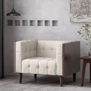 Contemporary Club Chair With Button Tufted Waffle Stitch