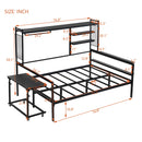 Daybed With Movable Desk, Grid, Shelves And Clothes Hanger