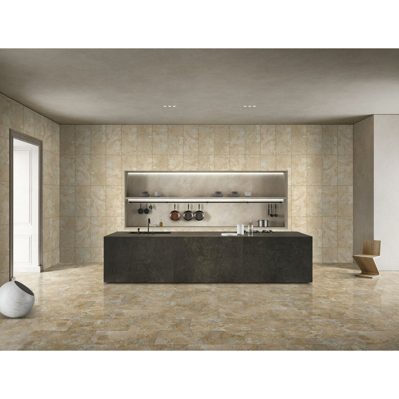 Marble For Floor And Wall Polished Marble Tile Stone (Set of 4) - Beige / Gold
