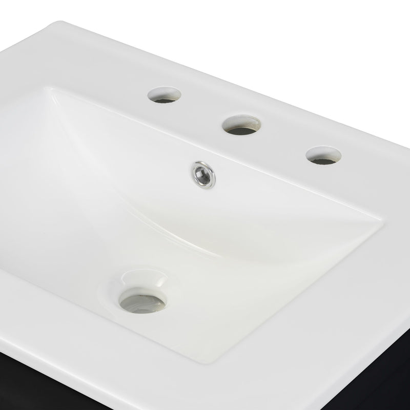 Modern Bathroom Vanity With Ceramic Sink, Soft-Close Doors, Flip Drawer, U-Shaped Shelves, Elegant Storage Solution