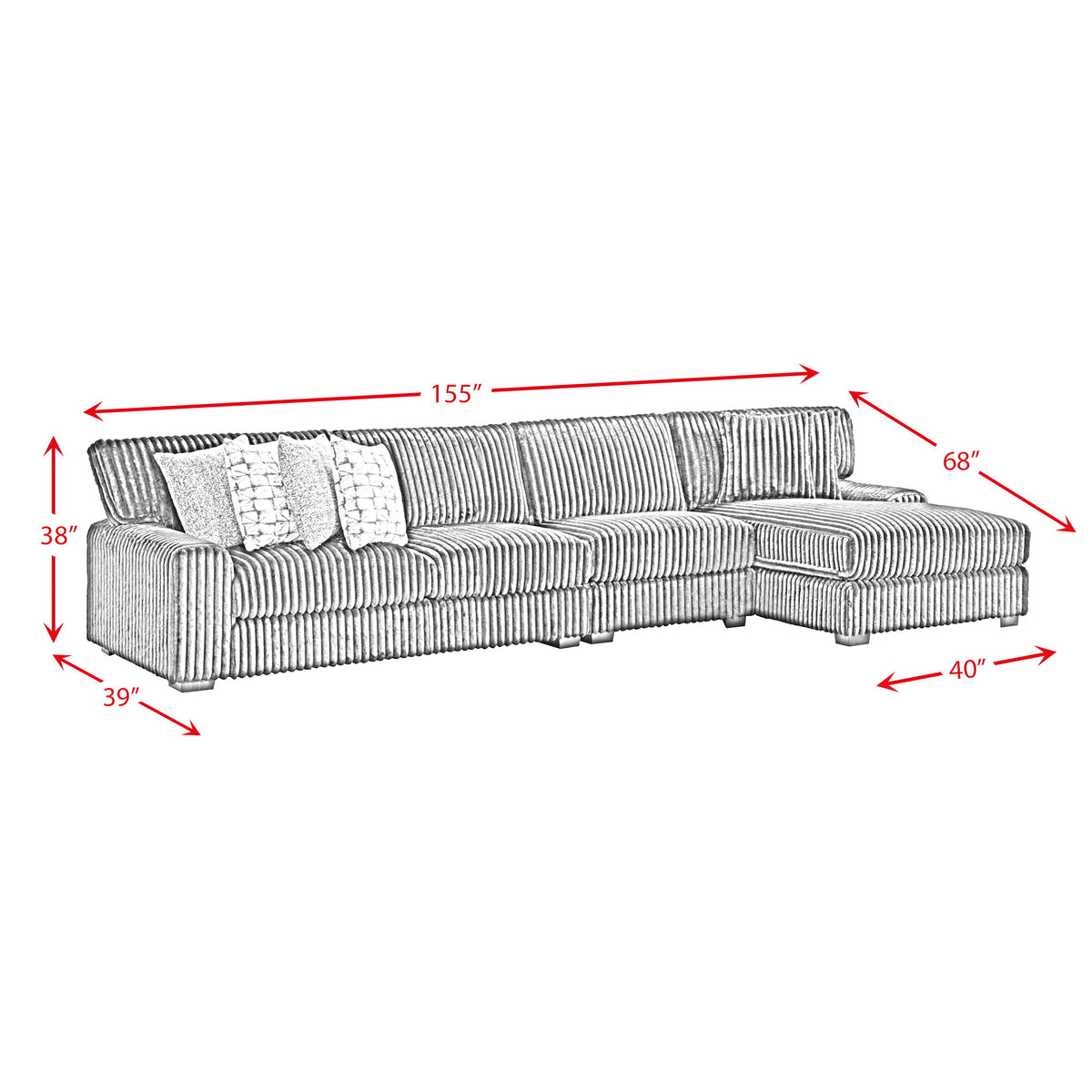 Nightfall Sectional Set With 2 Pillows in Black by Elements International, view 7
