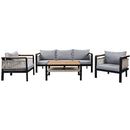 4 Pieces Outdoor Sectional Sofa Set 5 Person Patio Seating Group Outdoor Conversation Set With Cushions And A Coffee Table For Patios