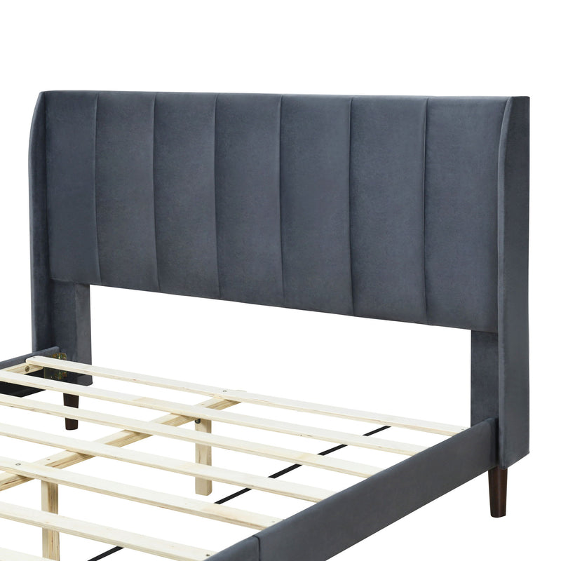 Upholstered Platform Bed, Velvet