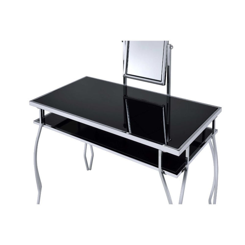 Carene - Vanity Desk - Black PU & Chrome