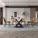 Rectangular Dining Table, For Dinner Party, 4 Chairs - Black / White