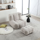 Modern Indoor Fluffy Bean Bag Chair With Memory Foam And Ottoman, Super Soft