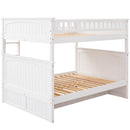 Full Over Full Bunk Bed with Twin Size Trundle, Pine Wood Bunk Bed with Guardrails, White (Old SKU:LP000044AAK)