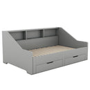Daybed Frame With Storage Bookcases, 2 Drawers, Charging Station