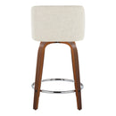 Toriano - Mid Century Modern Fixed Height Counter Stool With Swivel With Round Footrest (Set of 2)