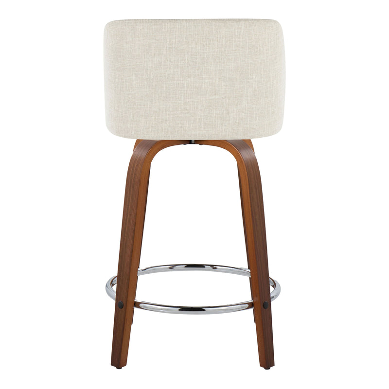 Toriano - Mid Century Modern Fixed Height Counter Stool With Swivel With Round Footrest (Set of 2)