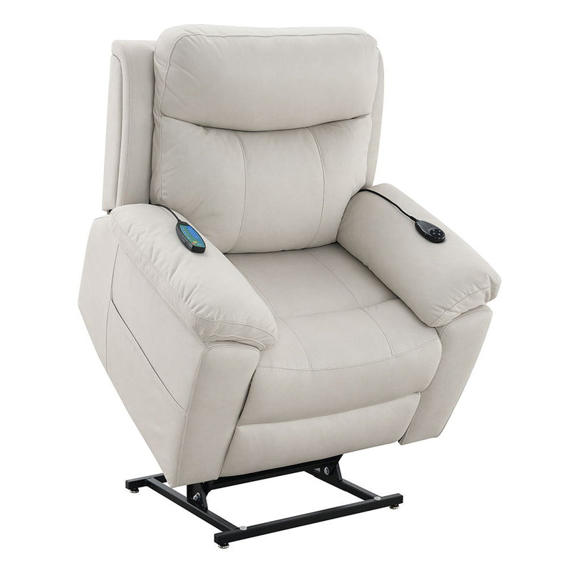 Chriki - Power Recliner With Lift & Heating & Massage - Beige Fabric