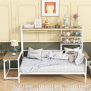 Daybed With Movable Desk, Grid, Shelves And Clothes Hanger