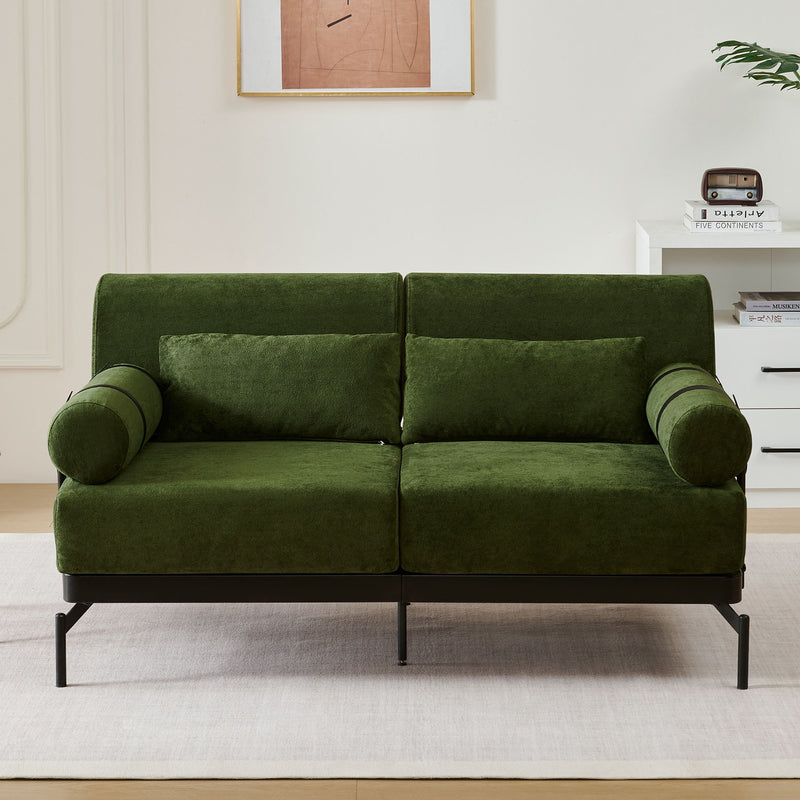 Modern Loveseat Sofa 2 Seater With USB Ports, Cylindrical Armrests