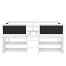 Twin Size Low Loft Bed with Two Movable Shelves and Ladder,with Decorative Guardrail Chalkboard,White(Old SKU: WF283286AAK)