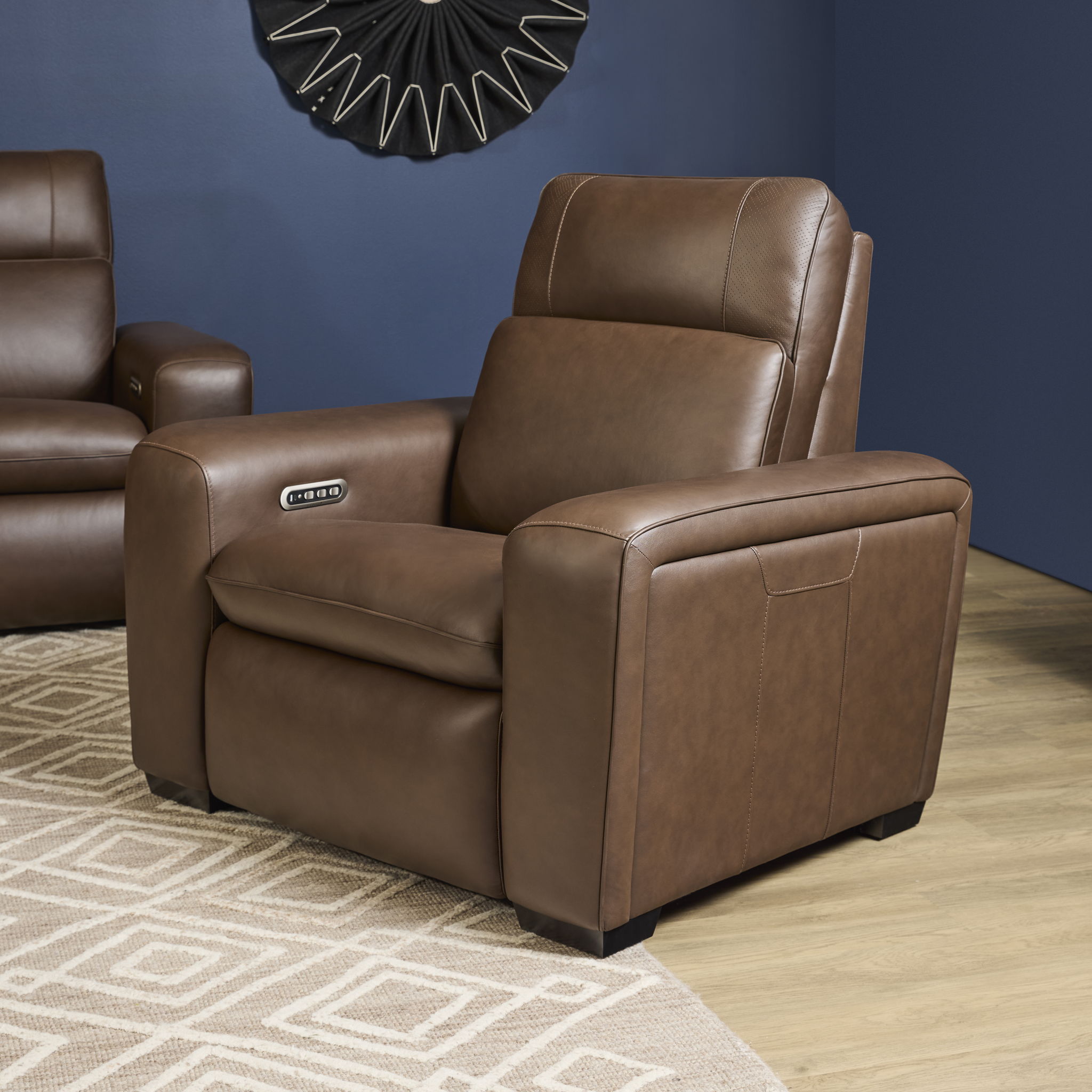 Sense - Power Recliner With Power Headrest, Lumbar & Pulse - Dark Brown