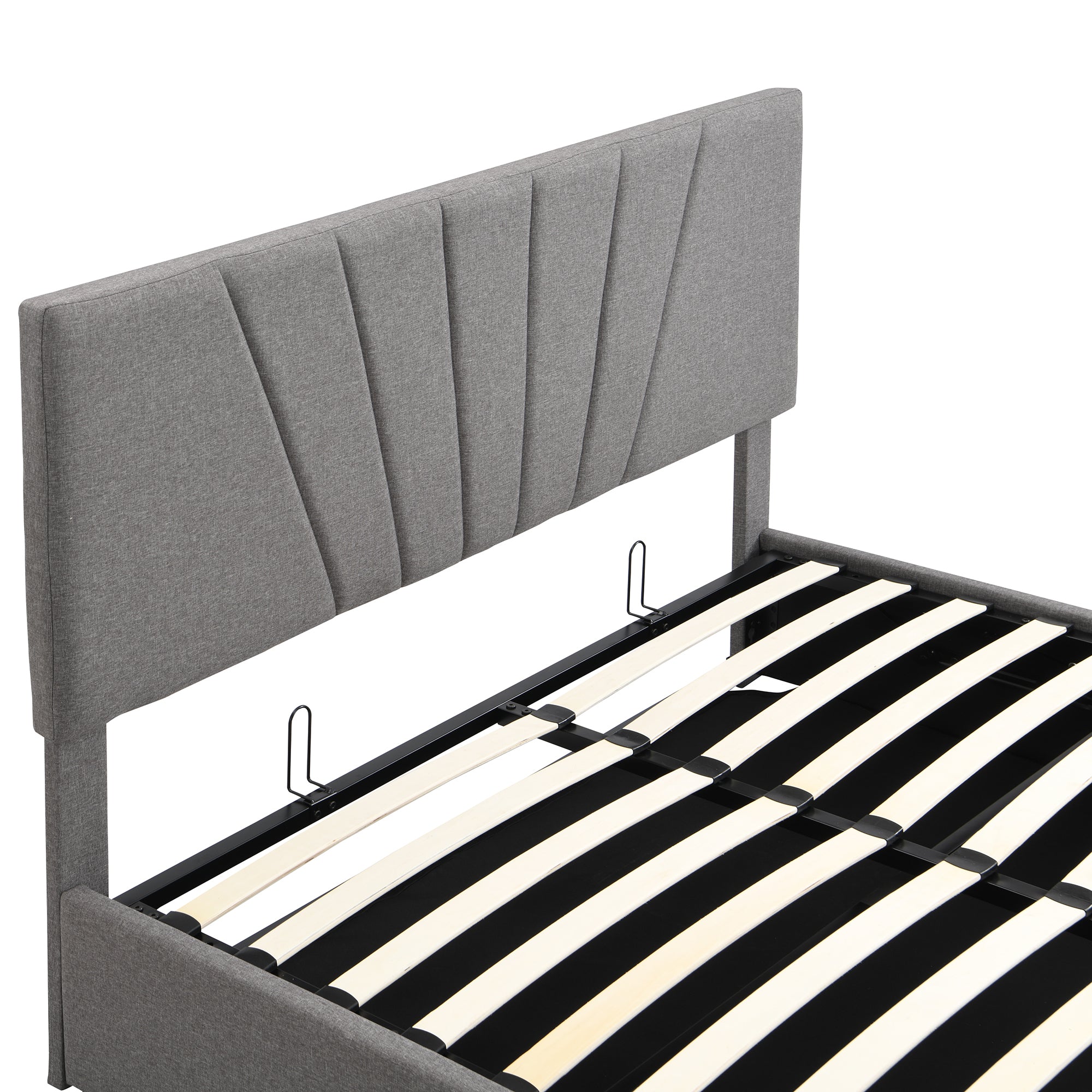 Queen size Upholstered Platform bed with a Hydraulic Storage System - Gray - Atlantic Fine Furniture Melbourne FL