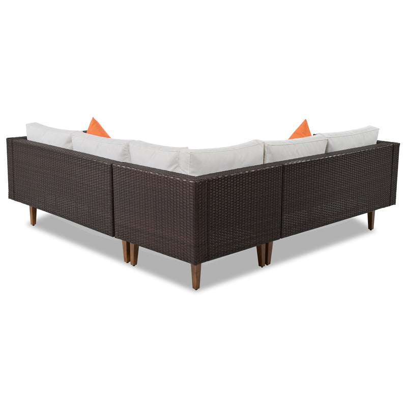 4 Pieces Outdoor Wicker L-Shape Sofa Set