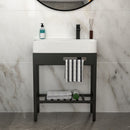 Inspired Console Sink With Built In Washboard, Overflow & Sleek Legs, 28" X 12" - White / Black