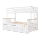 Twin-Over-Full Bunk Bed with Twin size Trundle , Separable Bunk Bed with Drawers for Bedroom - White