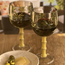 Leadingware Palm Tree Plastic Wine Glasses (Set of 4), Bpa Free Acrylic, Unbreakable, 16Oz - Clear
