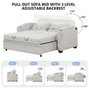 Pull Out Loveseat Sofa With Adjsutable Backrest, 2 Pillows, Cup Holders, USB Ports For Living Room