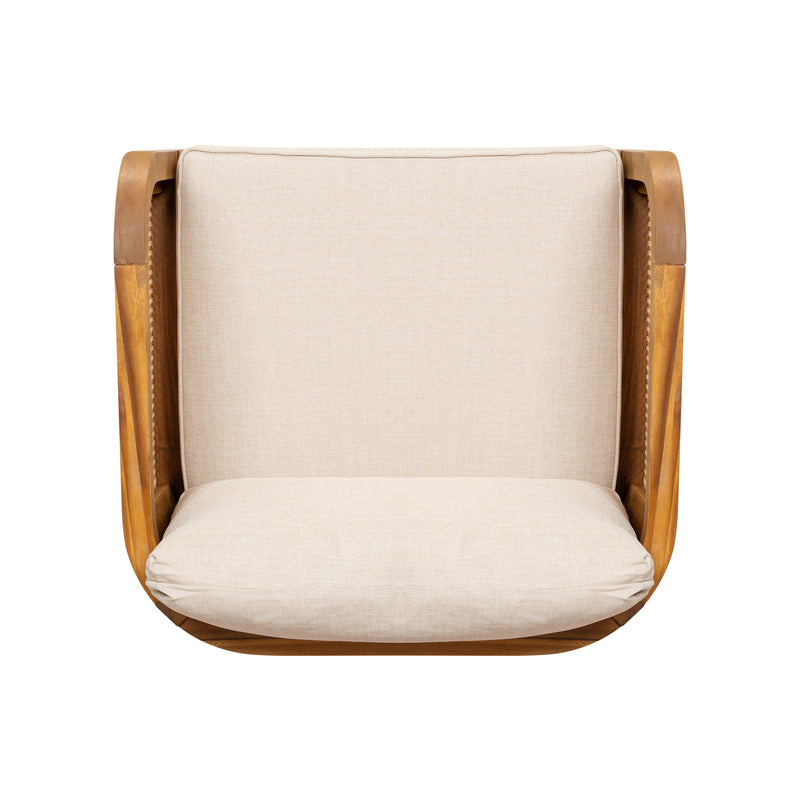Kirkby - Bohemian Outdoor Patio Cushioned Arm Chair With Weatherproof Wooden Frame - Teak / Beige