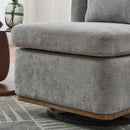 Wide Modern Chenille Cushioned Armless Metal Base 360° Swivel Chair With Pillow