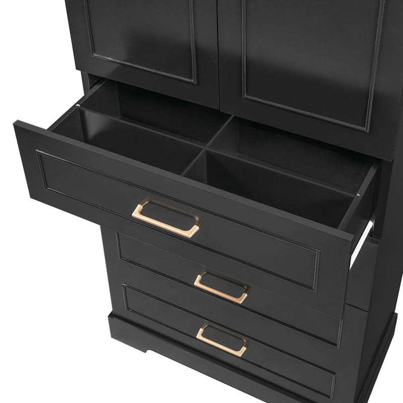 Freestanding Bathroom Cabinet With 3 Drawers, Adjustable Shelf, Soft Close Doors