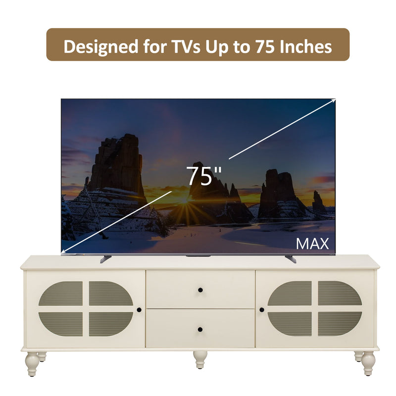 Modern TV Stand For TVs Up To 75" With Fluted Glass Doors