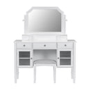 Elegant Makeup Vanity Desk With Adjustable Mirror And Storage And Construction - White