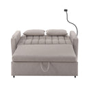 Convertible Sofa Bed Loveseat Sofa With Three USB Ports, Two Side Pockets, Two Cup Holders And 360° swivel Phone Holder For Living Room