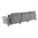 L Shaped Convertible Sectional Sofa 4 Seat Tufted Couch Set With Two Tone Adjust Legs Cloud Movable Ottoman