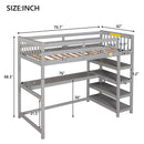 Twin Size Loft Bed with Storage Shelves and Under-bed Desk, Gray(OLD SKU:SM000245AAE-1)