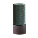 Large Modern Cylinder Ribbed Tower Water Fountain, Contemporary Outdoor Bird Bath