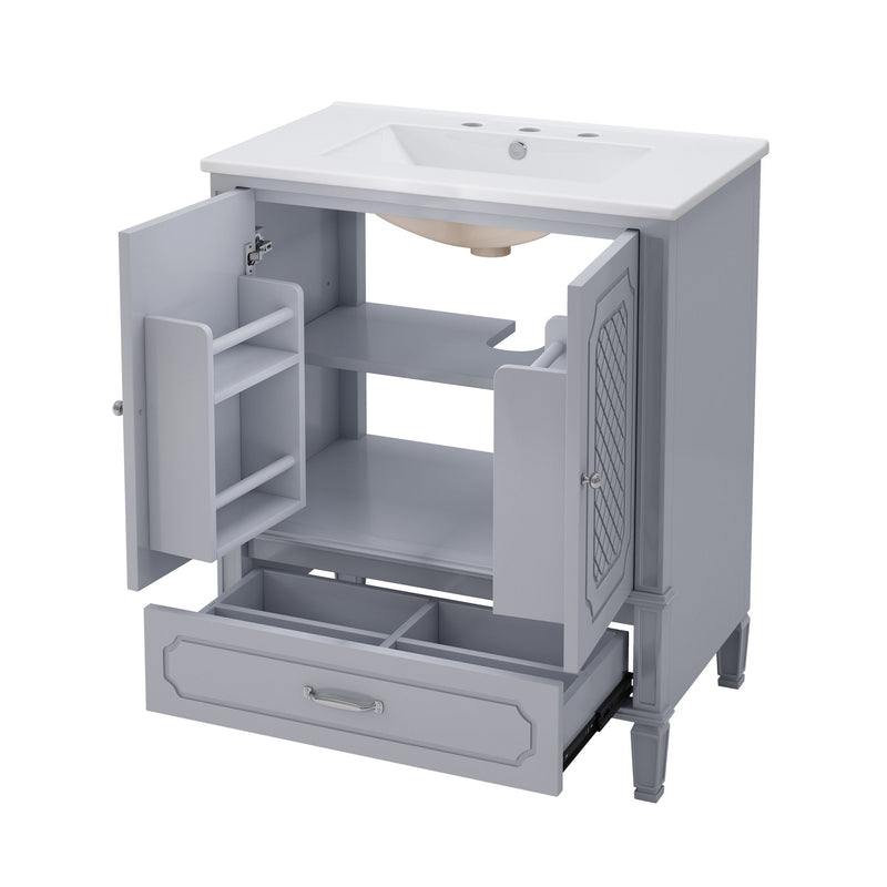 Vintage Style Bathroom Vanity With Sink, Multi Functional Storage, Soft-Closing Door