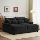 Double Chaise Lounge Set With Reversible Storage Ottomans, USB Port