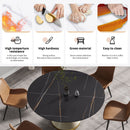 59.05" Modern Artificial Stone Round Carbon Steel Base Dining Table, Can Accommodate 6 People - Black / White