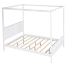 Queen Size Canopy Platform Bed with Headboard and Footboard,Slat Support Leg,White