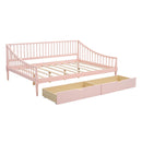 Full Size Daybed with Two Storage Drawers and Support Legs, Pink