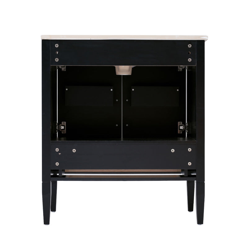 Bathroom Vanity With Ceramic Basin, Soft Close Door, Built-In Hidden Drawer - Black