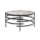 Round Table With Sintered Stone Top And Sturdy Metal Frame